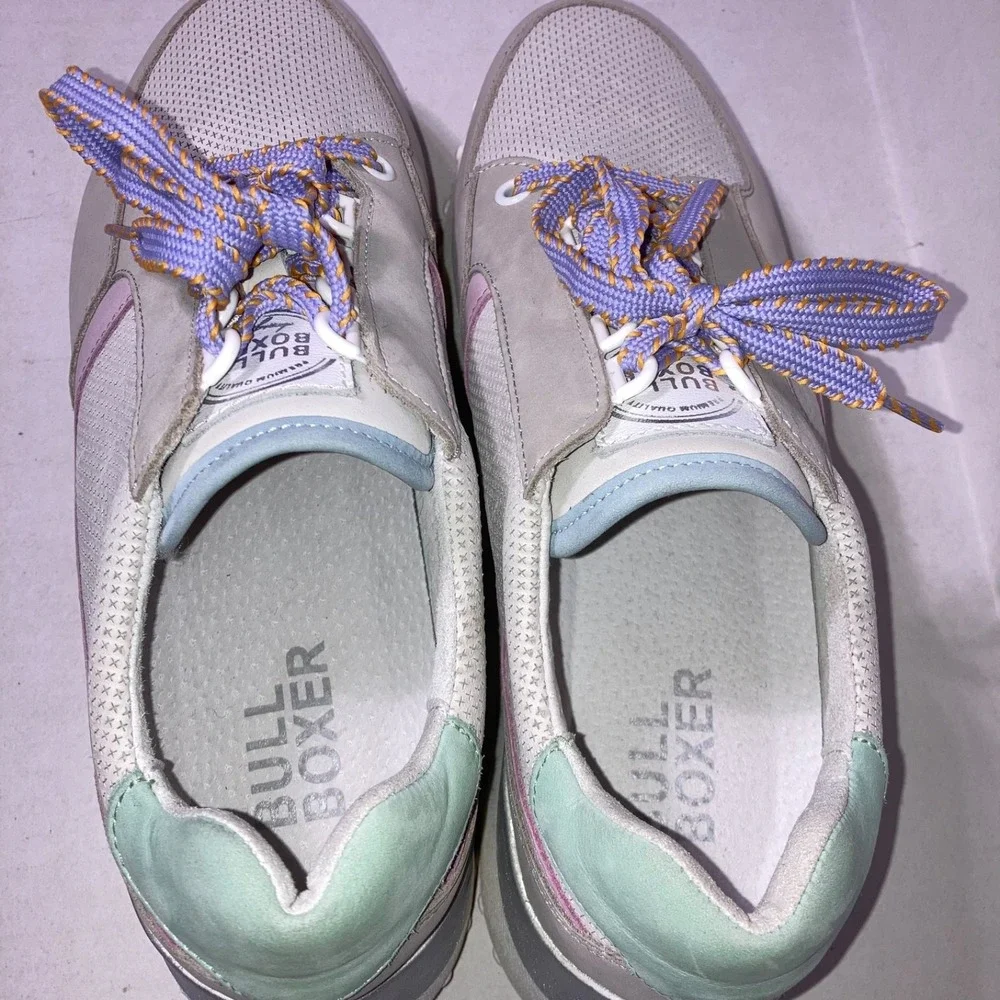 NWOB Bull boxer Women's Caroline Sneaker‎ Shoes Grey Green Pink size 10 M